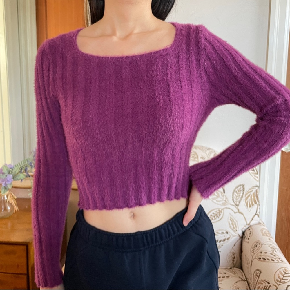 Purple Fuzzy Knit Sweater